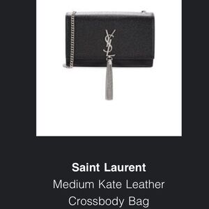 Saint Laurent Medium Kate Leather Crossbody with Silver Accents